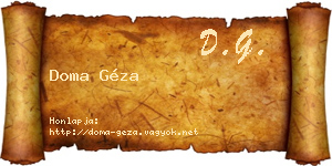 Doma Géza névjegykártya